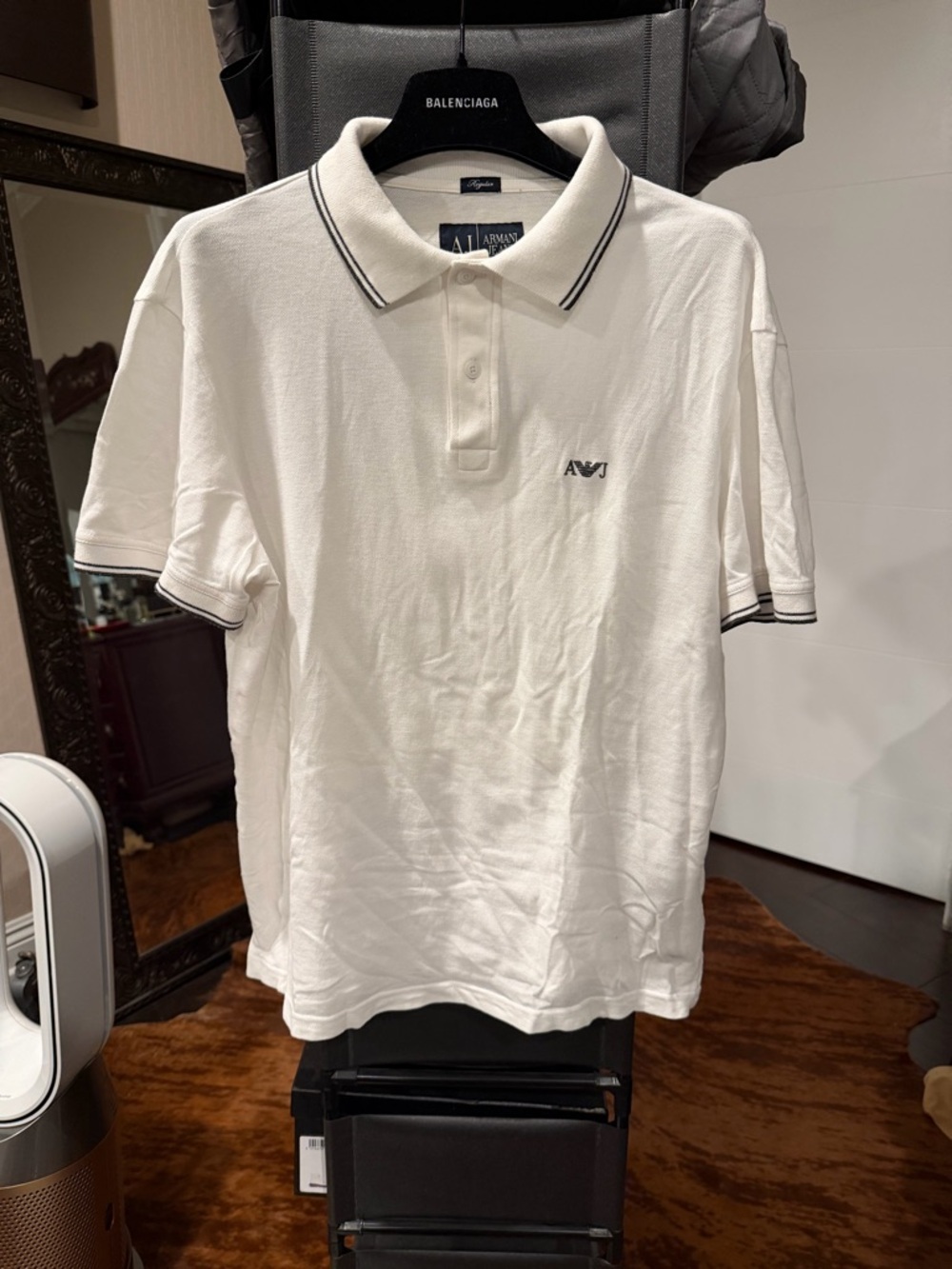 Armani Jeans White Polo Shirt with Contrast Trim